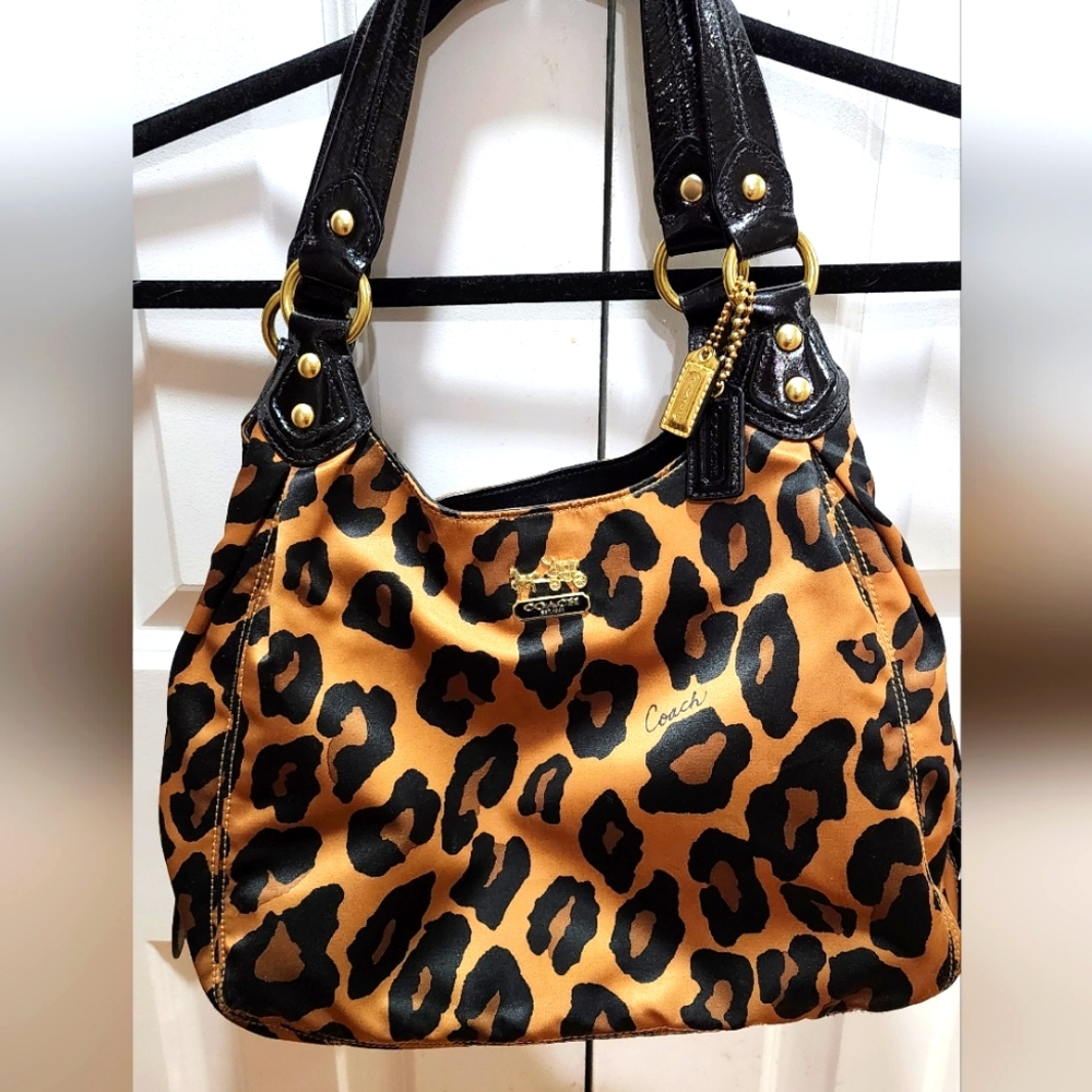 Coach EUC Maggie Maddison Ocelot Leopard Print Shoulder Bag